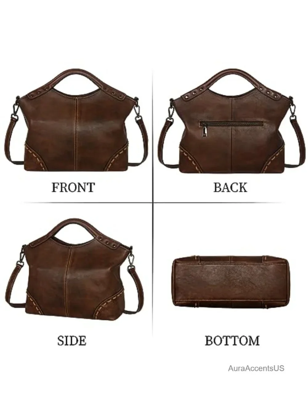 Genuine Leather Satchel Handbag Crossbody Shoulder Bag Top Handle Purse Women
